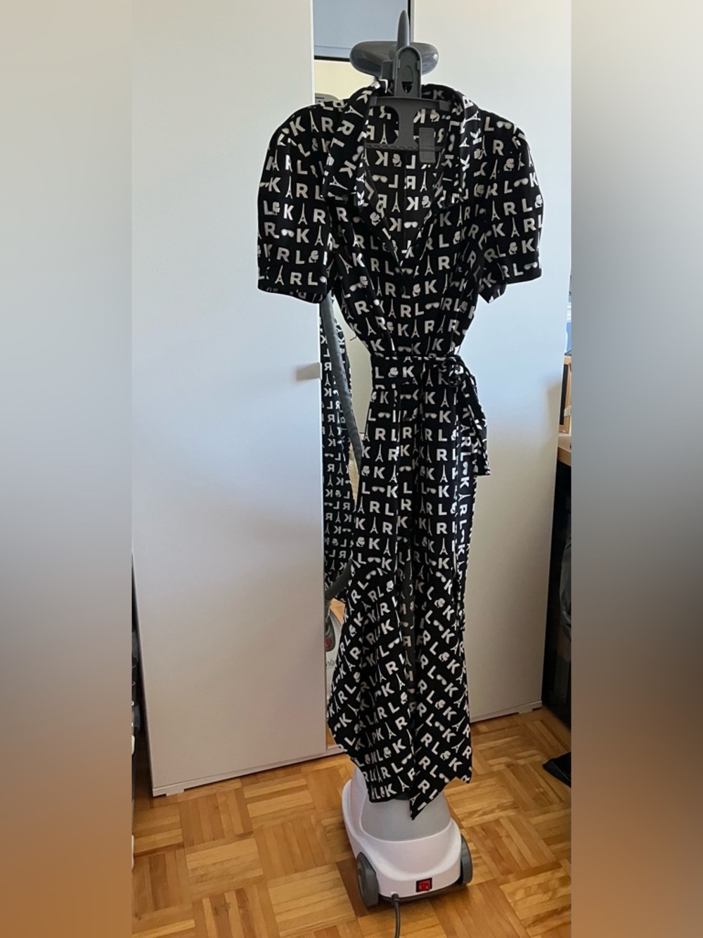 Karl Lagerfeld Black and White Monogram Print Dress